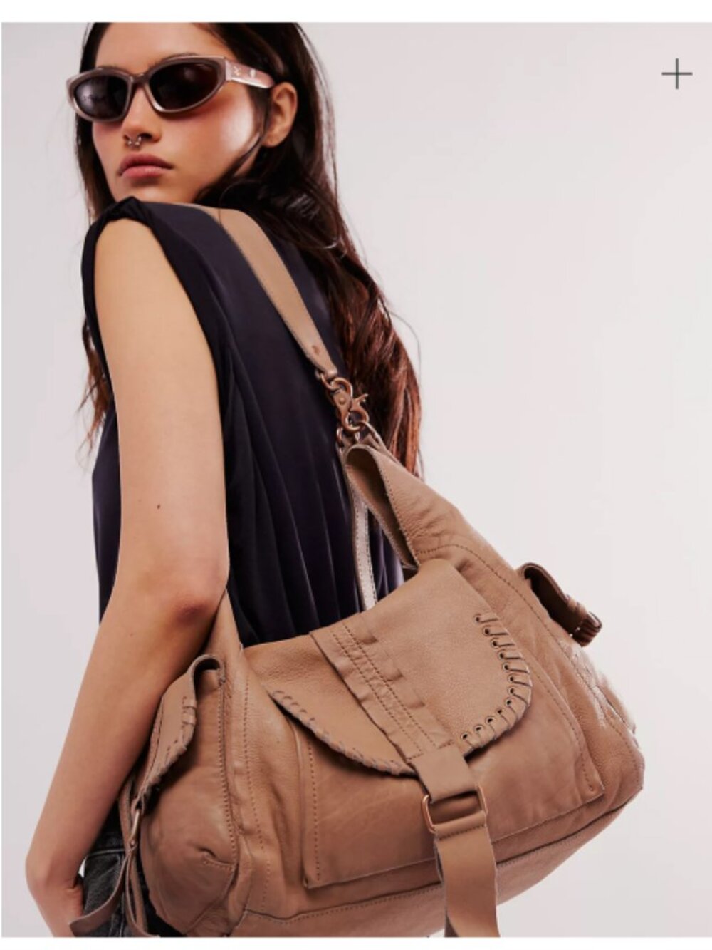 NWT Free People Saddle Leigh Distressed Leather Tote Bag